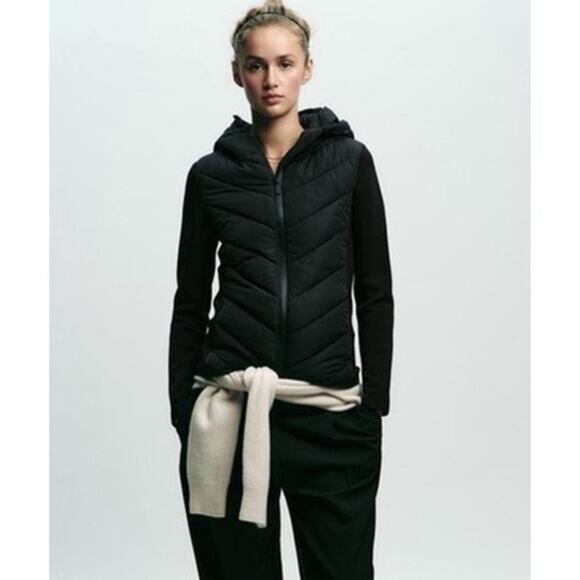 ZARA Combination Puffer Jacket Black - Picture 10 of 12